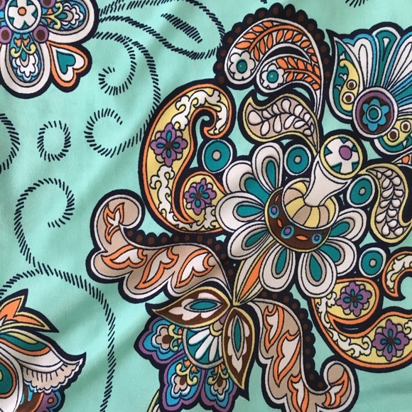 Fold Over Aqua Floral Print Barbie Palazzo Pants - Picture 3 of 3